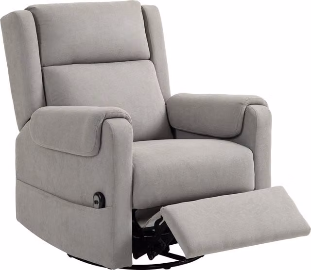Sillón Relax Reclinable Eléctrico HOMCOM Giratorio y Basculante con Reposapiés Ajustable y Mando a Distancia en Gris Claro