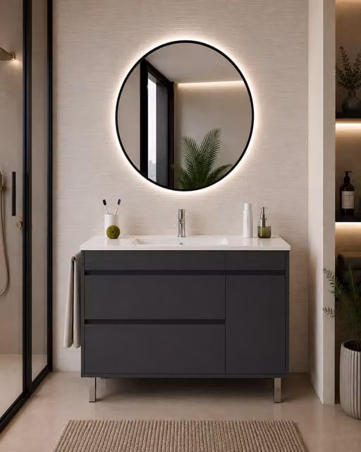Mueble de baño con lavabo Origenbath Caprera en color grafito sin espejo An/P: 70 x 40 cm