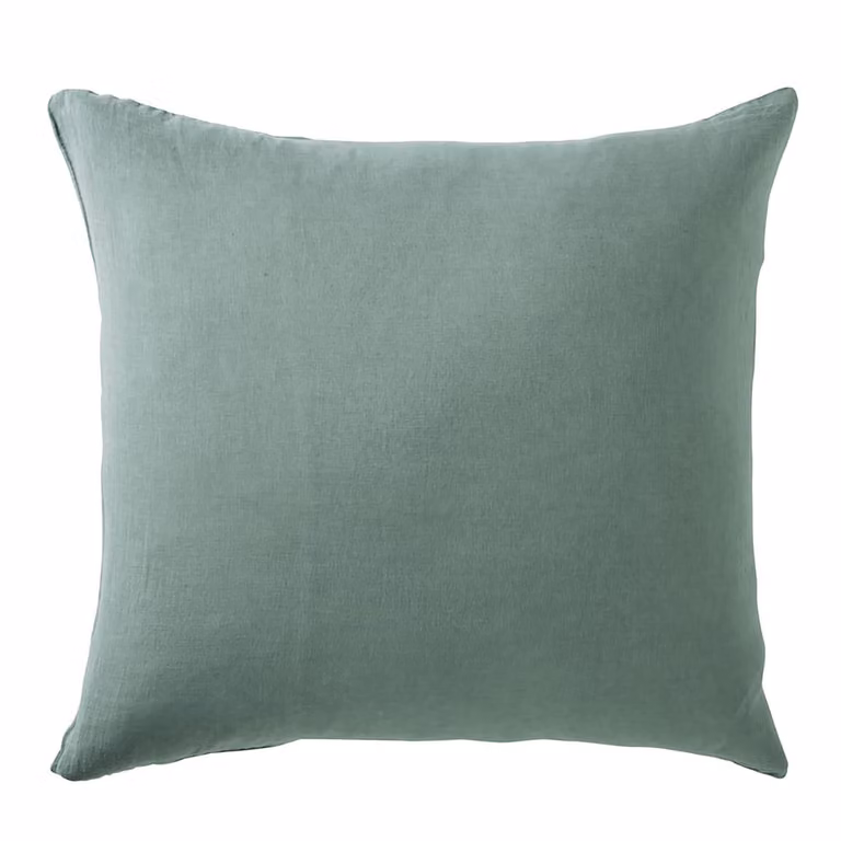 Funda de almohada de lino Maison d'été en color verde de 65 x 65 cm