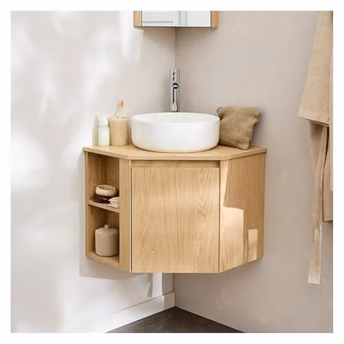 Juego de muebles de baño de esquina Mob-In de 3 piezas en diseño de roble Sorrento color marrón
