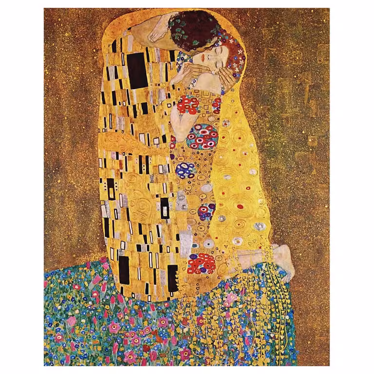 Cuadro lienzo El Beso de Gustav Klimt multicolor y dorado por Legendarte An/An: 40 x 50 cm