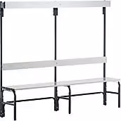 Banco para vestuarios de listones de aluminio Certeo en color gris antracita, Al x An x P: 165 x 37,5 x 37,5 cm