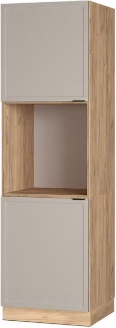 Armario para horno empotrado Vicco Fame-Line en gris y beige con estante abierto para cocina
