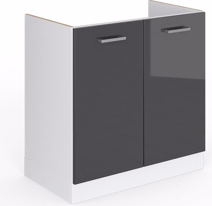 Armario bajo para fregadero Vicco R-Line color antracita alto brillo de 80 cm sin encimera