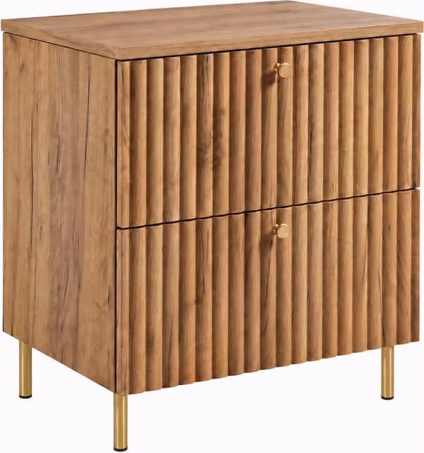 Mueble de baño de pie 3XE LIVING en roble craft y dorado con encimera, An/P/Al: 60 x 46 x 73,6 cm