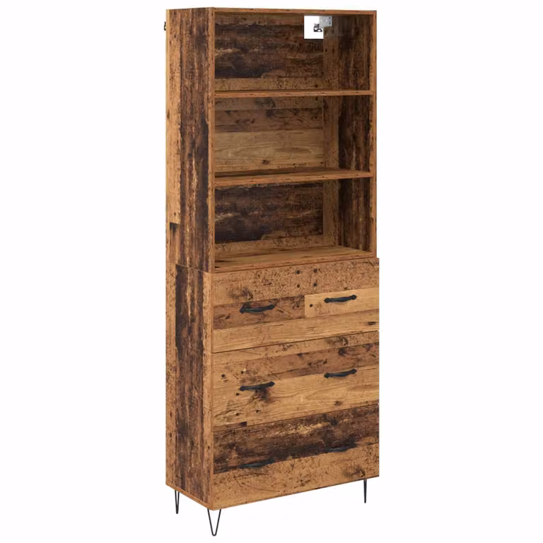 Set de 2 aparadores altos vidaXL de madera y metal en color marrón para salón o comedor, An/P/Al: 69,5 x 34 x 180 cm
