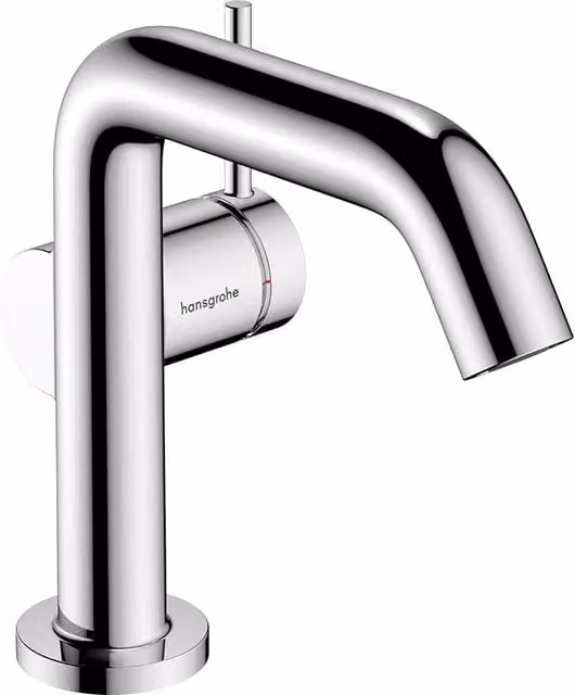 Grifo monomando para lavabo Hansgrohe CoolStart Tecturis S Fine 110 en color plata con vaciador automático