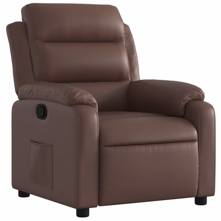 Sillón reclinable de cuero sintético vidaXL en color marrón con diseño moderno y reposabrazos