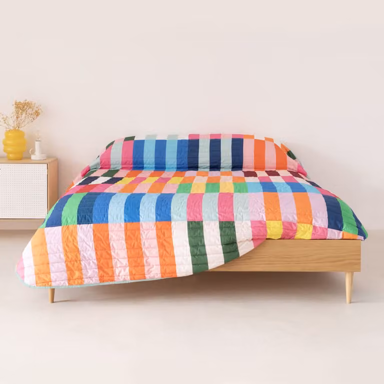 Colcha patchwork multicolor Happyfriday de algodón acolchada 270 x 260 cm