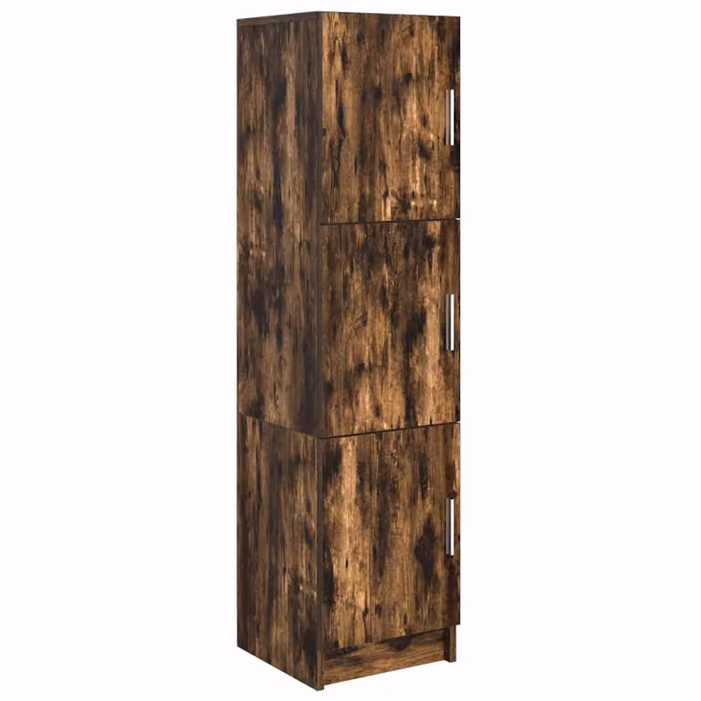 Aparador alto vidaXL en roble ahumado con puertas de bisagra y estantes internos, An/P/Al: 31.5 x 32 x 122.5 cm