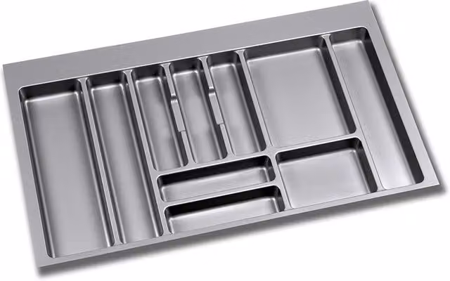 Cubertero para cajón de cocina Emuca de plástico en color gris para módulo de 900 mm
