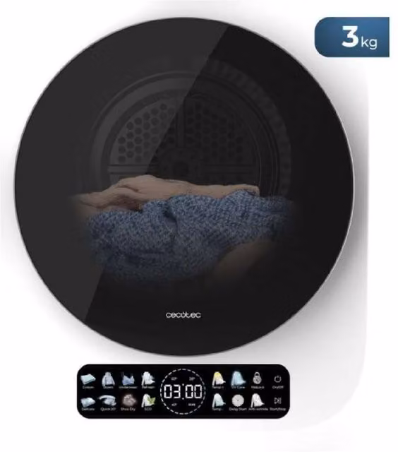 Secadora de evacuación compacta Cecotec Bolero Dresscode Dry 3400V de 3 kg con 8 programas y secado automático inteligente