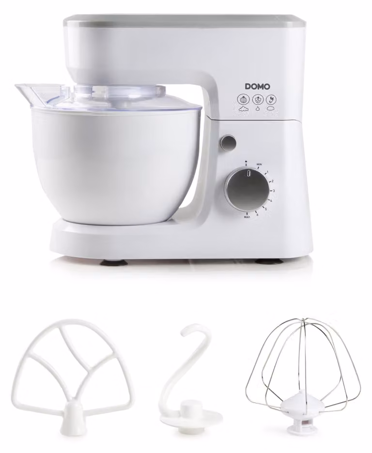 Microondas Domo DO9241KR de 4 litros en color blanco con 600 W, botones y diales, An: 41 cm, Al: 26,4 cm