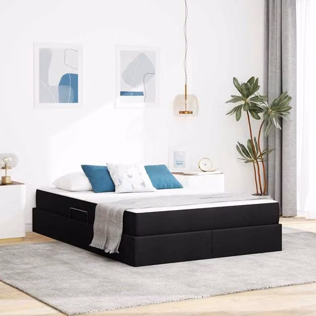 Cama con almacenamiento y colchón Maison Exclusive en color negro, An/P/Al: 140 x 200 x 280 cm