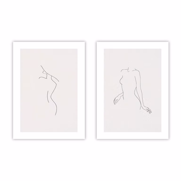 Set de 2 posters abstractos minimalistas multicolor de Poster Lab, An/P: 30 x 40 cm