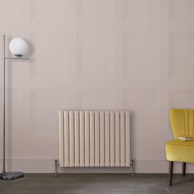Radiador de diseño horizontal de panel doble Revive en color rosa, An: 63,5 cm, Al: 82,6 cm