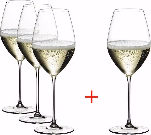 Juego de 4 copas de champán Riedel Veritas de cristal transparente