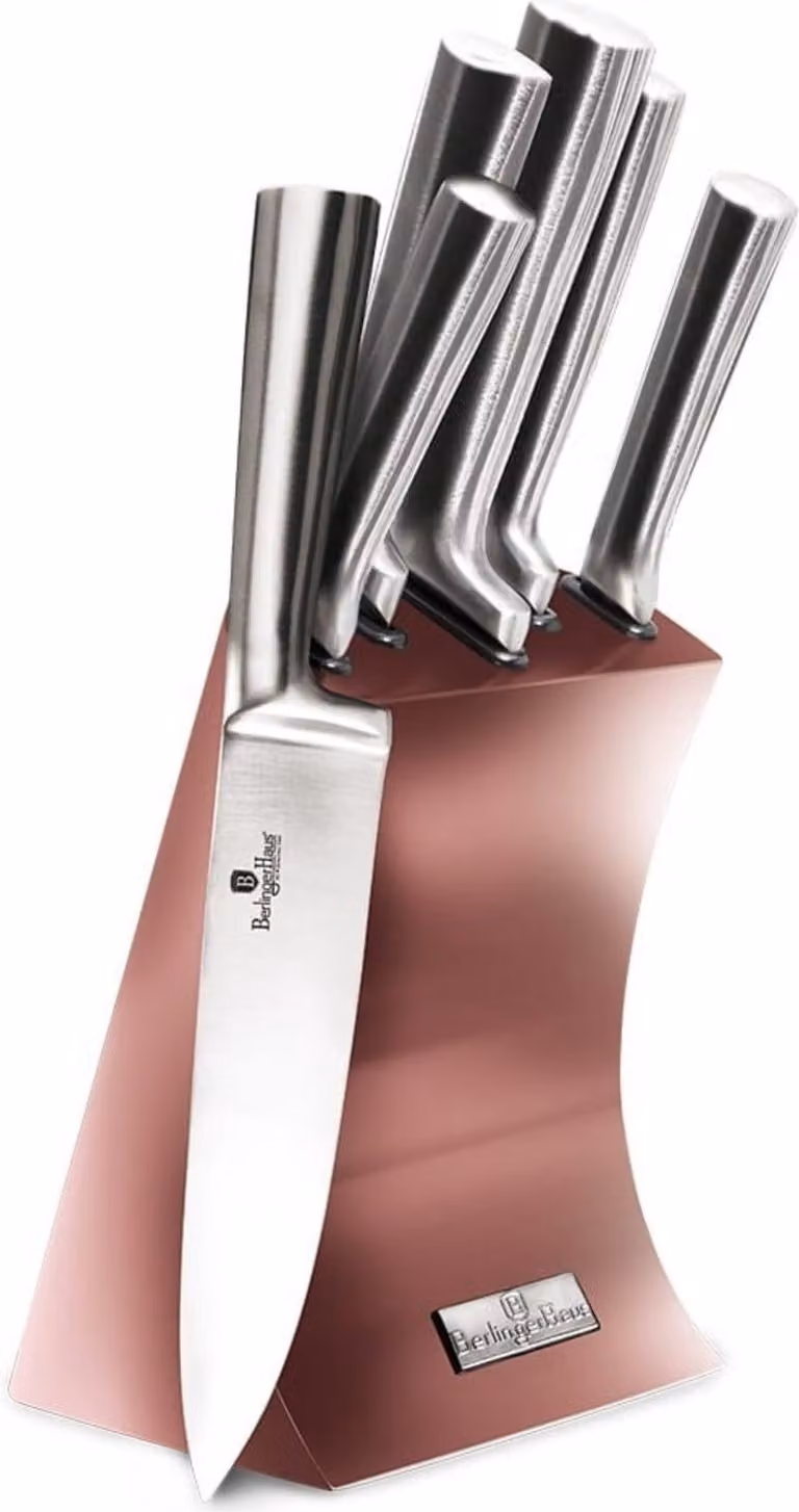 Set de cuchillos Berlinger Haus con bloque de acero inoxidable en color plata, incluye cuchillo de chef, cuchillo de pan y cuchillo de puntilla