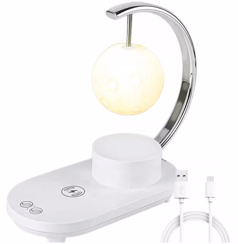 Lámpara de mesa Verk con altavoz Bluetooth, iluminación LED RGB y carga inalámbrica, color blanco