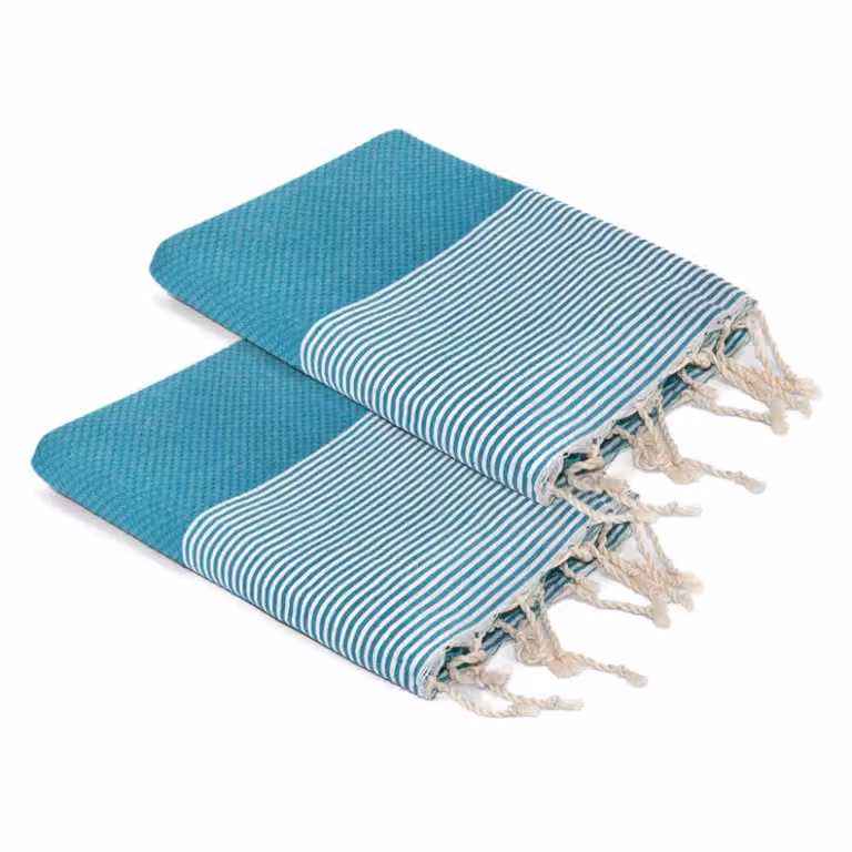 Juego de 2 fundas de almohada Febronie de algodón con diseño de panal en color verde turquesa, 100 x 200 cm