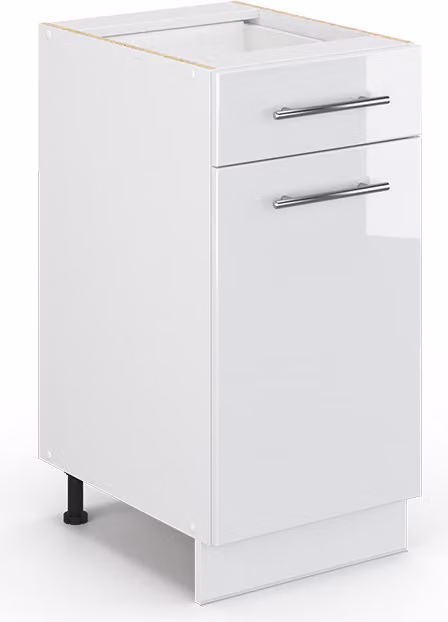 Mueble bajo de cocina Vicco Fame-Line blanco alto brillo con puertas de cierre suave An/P/Al: 40 x 51,6 x 82 cm