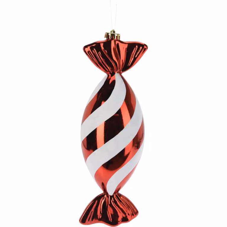 Bola de Navidad con diseño de rayas de WellHome en color rojo, An/Al: 30 x 10 cm