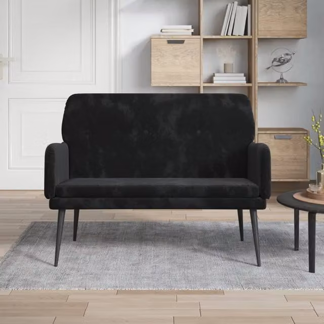 vidaXL Banco de terciopelo negro con reposabrazos para salón An/P/Al: 108 x 79 x 79 cm