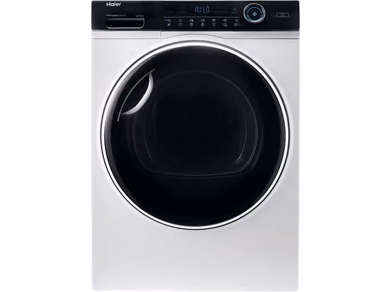 Secadora de bomba de calor Haier I-Pro Series 7 HD90-A3979-S de 9 kg en color blanco con tambor con iluminación LED y programas de vapor