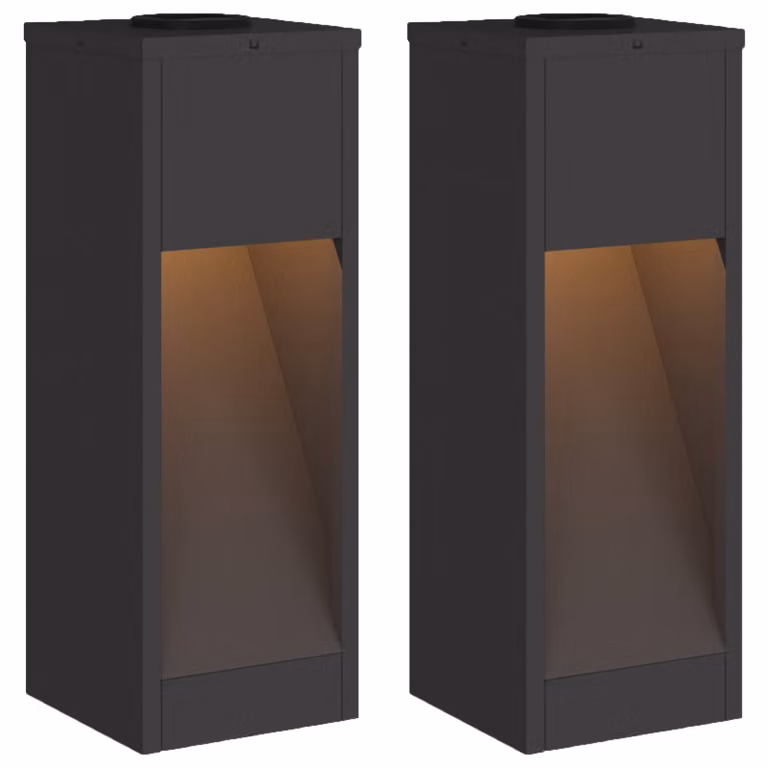 Set de 2 luces de sendero LED solares vidaXL en color blanco con luz blanco cálido, An/P/Al: 18 x 18 x 50 cm