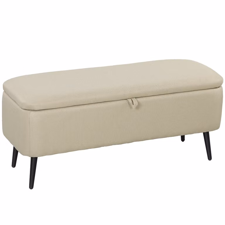 Banco de almacenaje moderno Homcom tapizado en tela beige An/P/Al: 101 x 38.5 x 44.5 cm