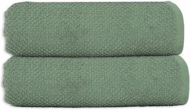 Juego de 2 toallas de baño de rizo de algodón GUY LEVASSEUR color verde An/Al: 70 x 140 cm