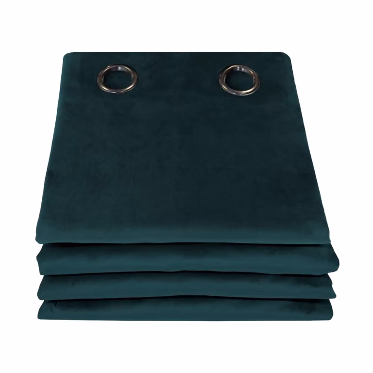 Cortina acústica y térmica Moondream DecibelControl 3en1 de terciopelo verde MC228, 100% opaca con ollaos, An: 130 cm x Al: 260 cm