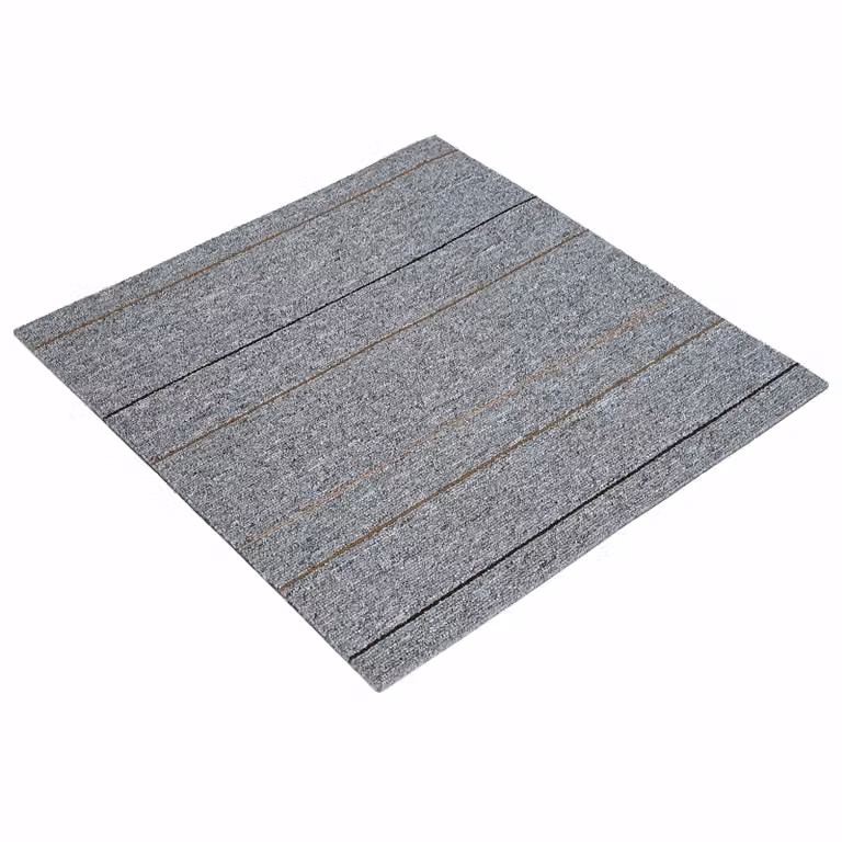 Set de 20 azulejos de alfombra vidaXL con diseño moderno de rayas en gris claro, fabricados en polipropileno con pelo en bucle, An/P: 50 x 50 cm
