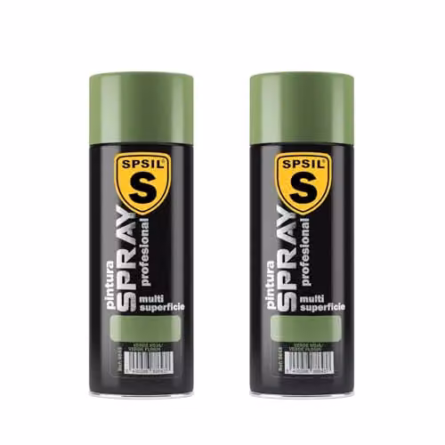 Pack de 2 unidades de Pintura Spray SPSIL Brillante Verde Hoja de 200 ml para Metal, Madera y Plástico con Secado Rápido