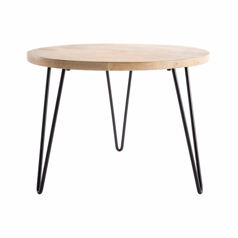 Miliboo Mesa de centro redonda Vibes de madera de mango y metal en color marrón y negro An/P/Al: 60 x 60 x 45 cm