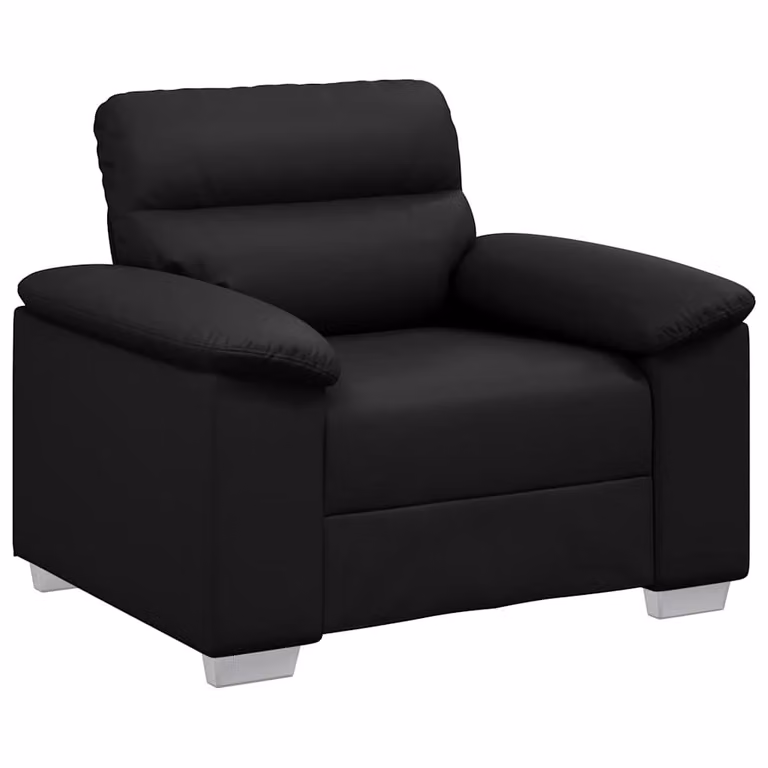 Sillón de sofá vidaXL en cuero sintético negro con reposabrazos, An/P/Al: 100 x 81 x 84 cm