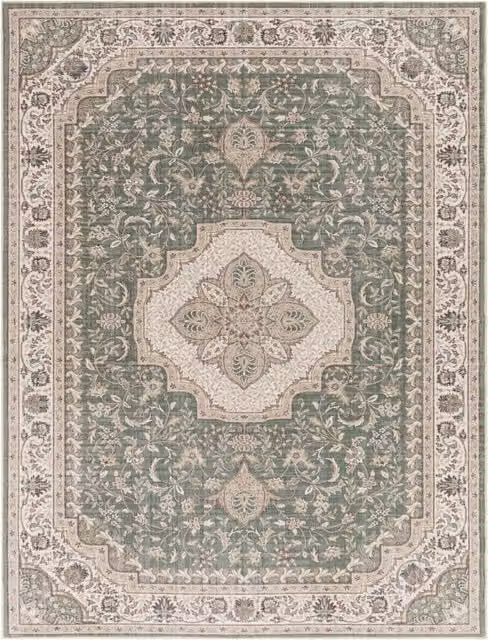Alfombra lavable Sami de estilo oriental en color verde, An: 200 cm, Al: 280 cm