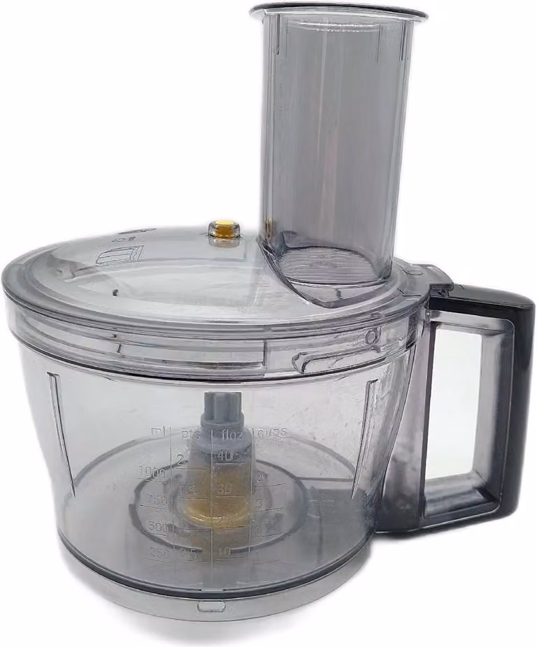 Picadora continua Bosch VeggieLove Plus en gris y transparente con materiales de acero inoxidable, metal y plástico