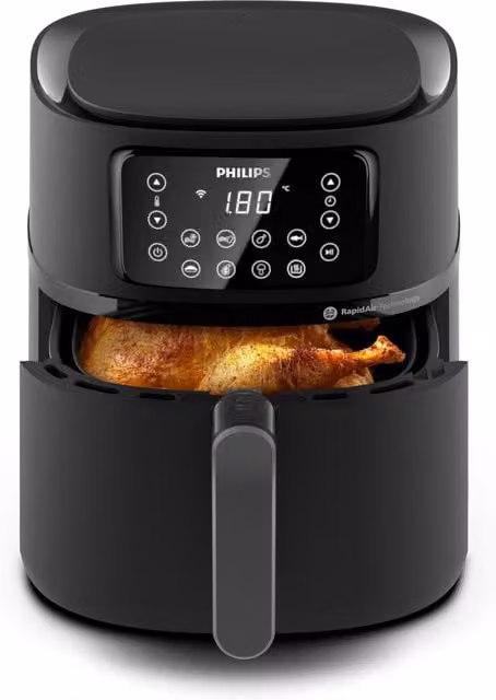 Freidora sin aceite Philips HD9285/93 de 2000 W con capacidad de 7,2 l en color negro y plateado