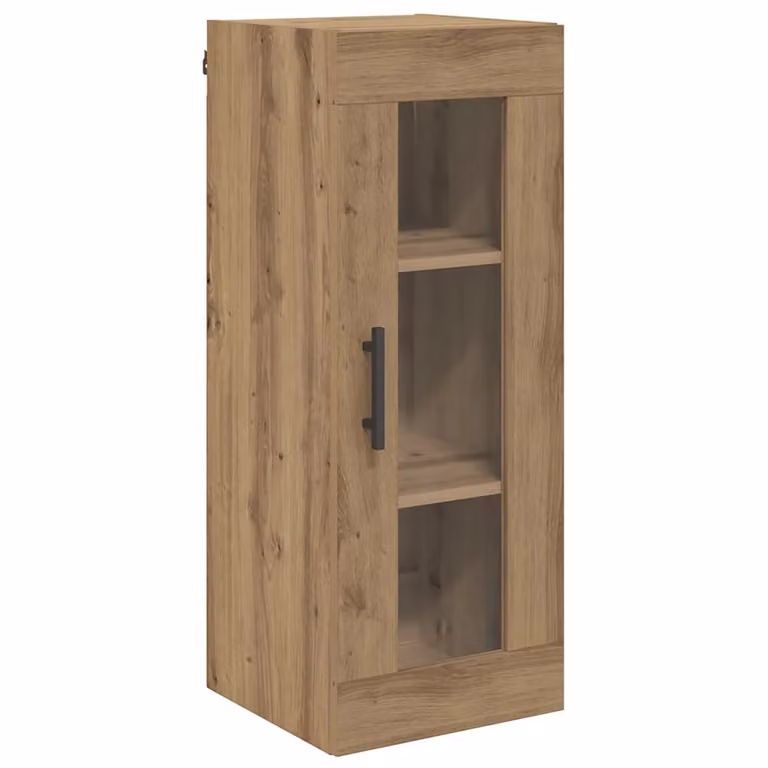Armario de pared vidaXL de estilo minimalista en roble y marrón con puertas de cristal y estantes internos, An/P/Al: 34,5 x 34 x 90 cm