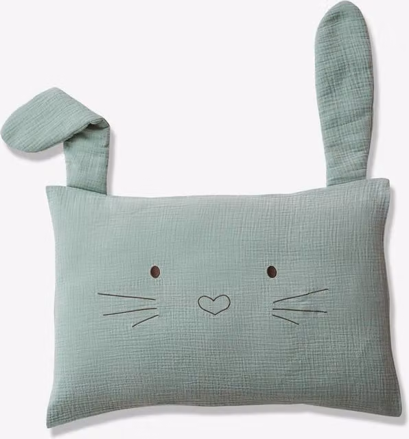 Funda de almohada de algodón para bebé Vertbaudet con motivos de animales en color verde, 40 x 60 cm