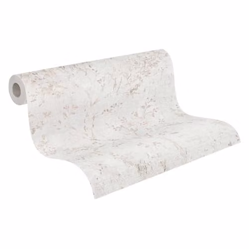 Papel pintado no tejido Livingwalls con motivo botánico y floral en gris y beige, An: 53 cm, Al: 10,05 m