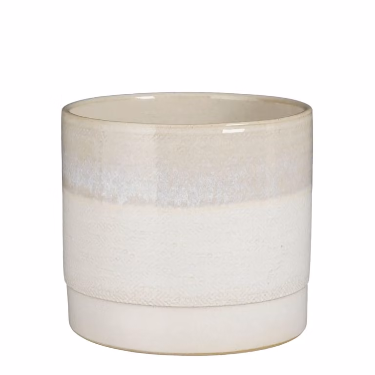 Maceta de cerámica Mica Decorations para interior, color blanco o beige, forma redonda, An/P/Al: 22 x 22 x 20 cm