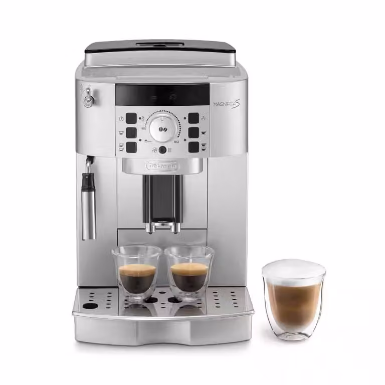 Cafetera superautomática De'Longhi Magnifica S ECAM22.110.SB en color silver y black con lanza de vapor y depósito extraíble
