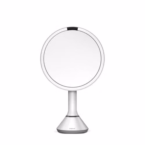 Espejo cosmético de sobremesa Simplehuman con sensor LED, control táctico y regulación de intensidad en blanco