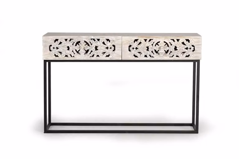 Consola de madera de mango estilo étnico boho Giner y Colomer An/P/Al: 120 x 77 x 30 cm