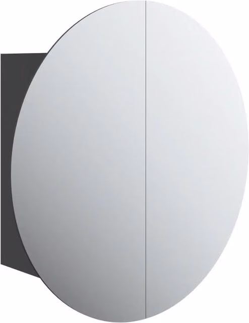 Armario de baño redondo de pared HELLOSHOP26 con espejo e iluminación LED en negro y gris, An/P/Al: 47 x 47 x 17 cm