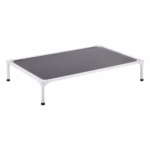 Cama elevada para perros VEVOR de metal con malla transpirable, color gris y plata, An/P/Al: 125 x 83 x 23 cm