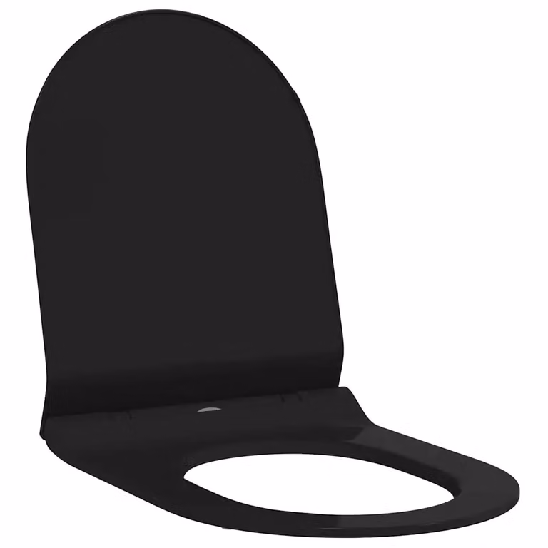 Asiento de WC ajustable vidaXL en color negro, forma ovalada y fabricado en polipropileno, An/P/Al: 50 x 36,5 x 5 cm