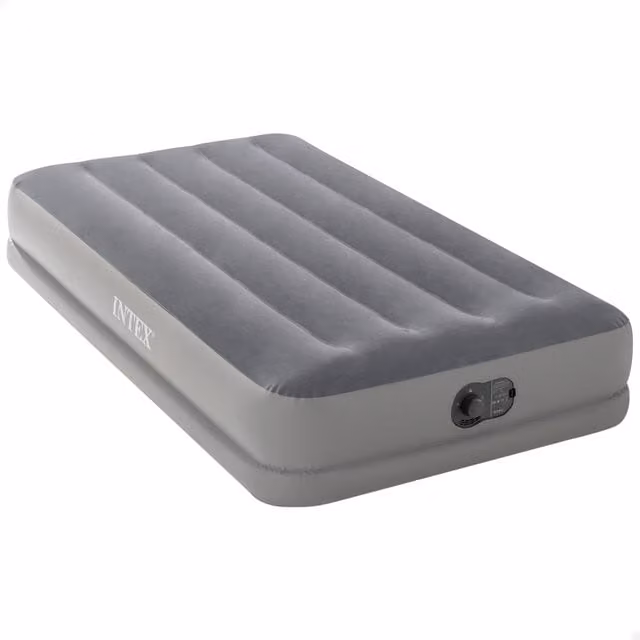 Colchón Hinchable Individual INTEX Dura-Beam Prestige con Bomba USB Incorporada, Gris, An/P/Al: 99 x 191 x 30 cm